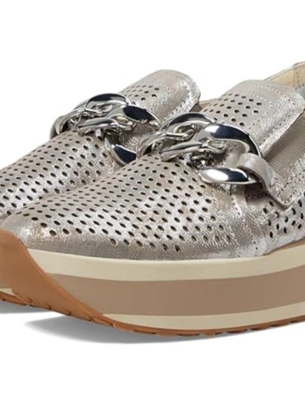 Dolce Vita Jhenee Perforated Silver Platform Sneaker 8.5
